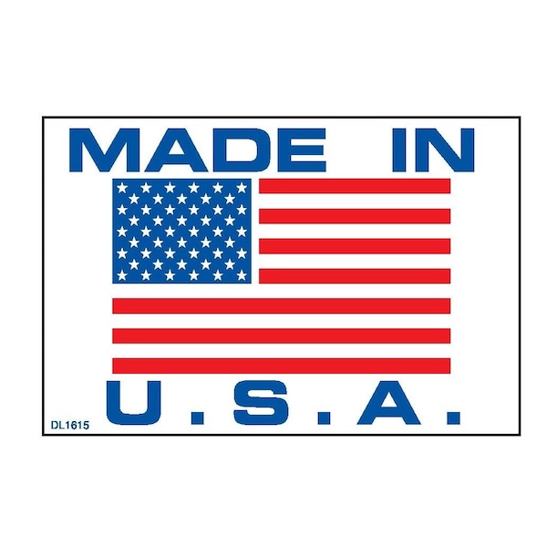 Decker Tape Products Label, DL1615, FLAG MADE IN USA, 2" X 3" DL1615 Zoro
